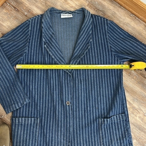 VTG Raphael Lorenzo Womens Blazer Boxy Jacket Denim Pinstriped Size 3X 90s Y2K - Picture 13 of 15